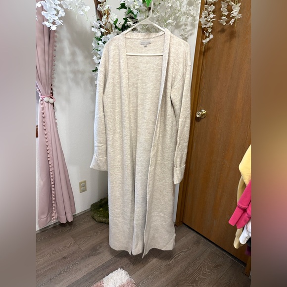 Trim & Tailor Cozy Cream Women's Long Cardigan Sweater- Wool & Cashmere - Picture 2 of 7